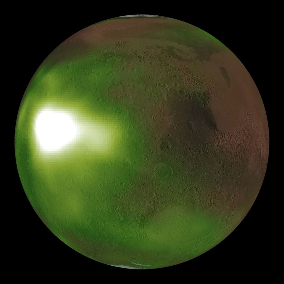 NASA's Maven observes Martian night sky pulsing in ultraviolet light